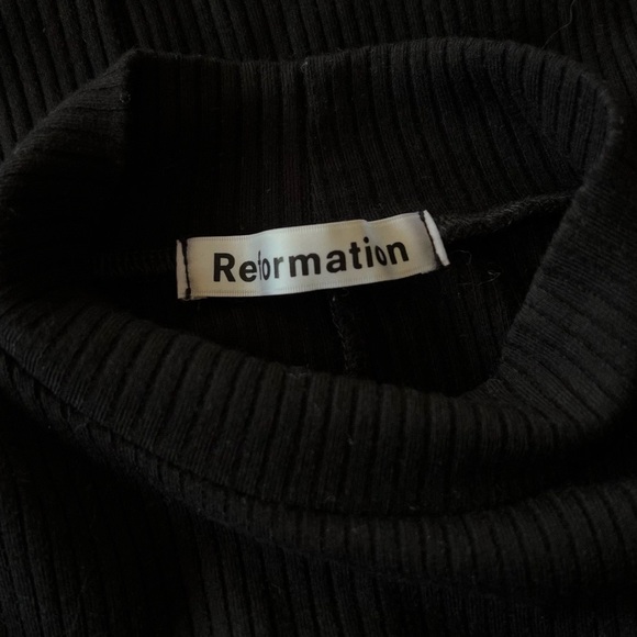Reformation Chapel Ruffle Black Mini Dress - Picture 2 of 5